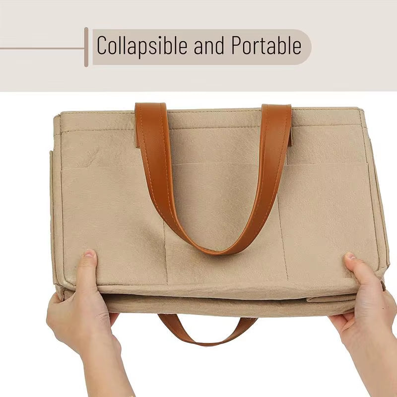 Diaper Organizer Felt Large Capacity Baby Travel Storage Bag Car and Nursery Organizer Travel Diaper Organizer Basket Diaper