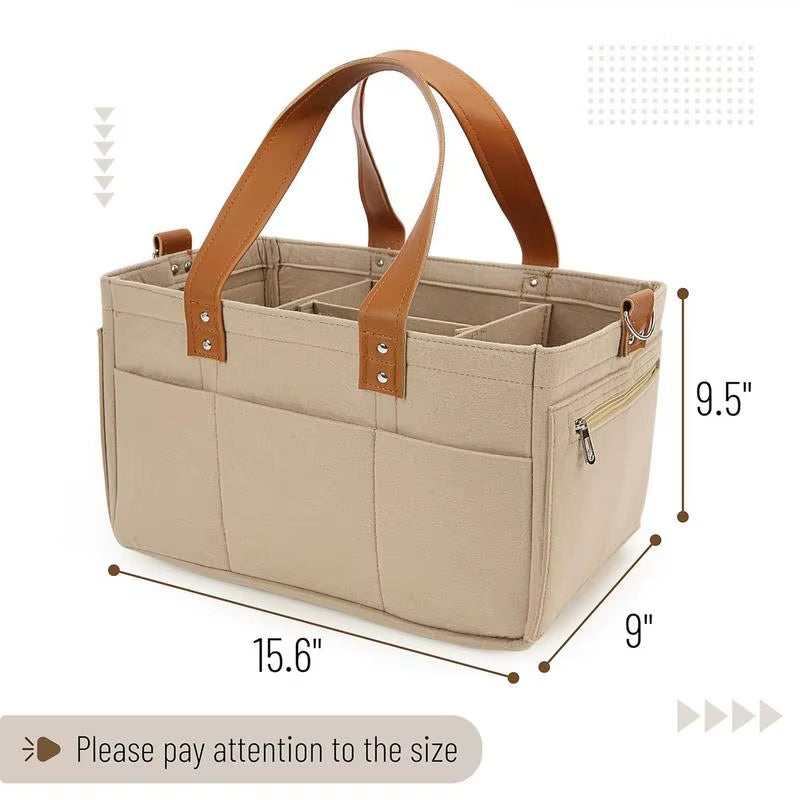 Diaper Organizer Felt Large Capacity Baby Travel Storage Bag Car and Nursery Organizer Travel Diaper Organizer Basket Diaper