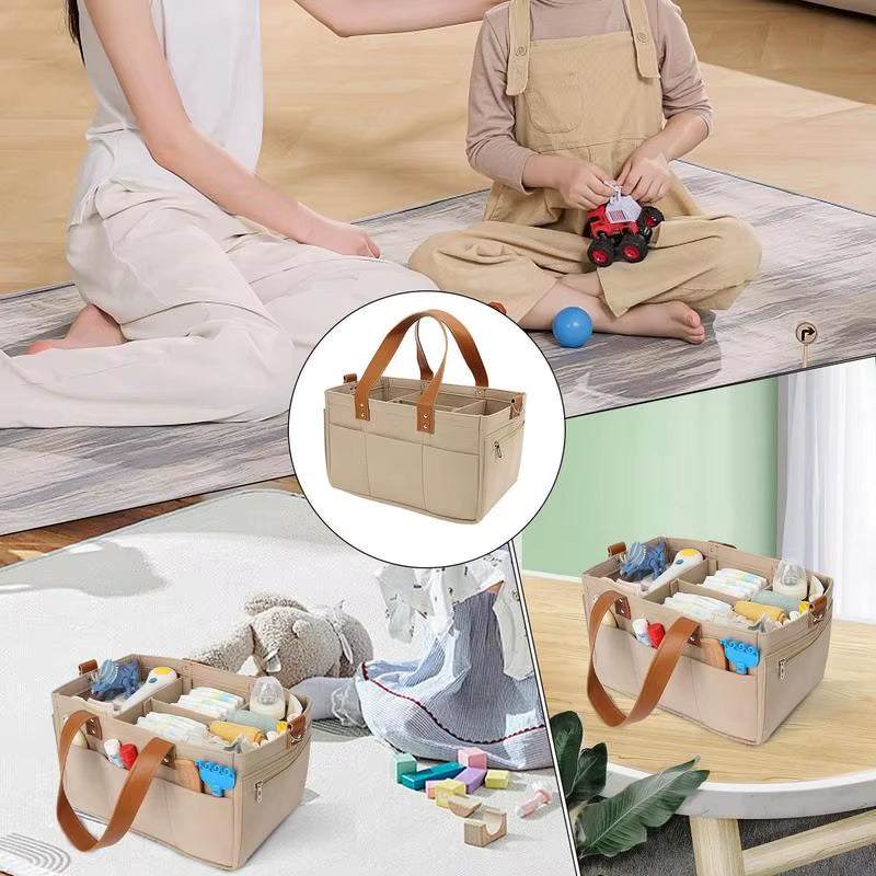 Diaper Organizer Felt Large Capacity Baby Travel Storage Bag Car and Nursery Organizer Travel Diaper Organizer Basket Diaper